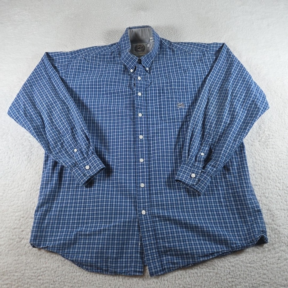 Cinch Button Down Shirt Mens XL Blue‎ Plaid Western Cowboy Long Sleeve Rodeo